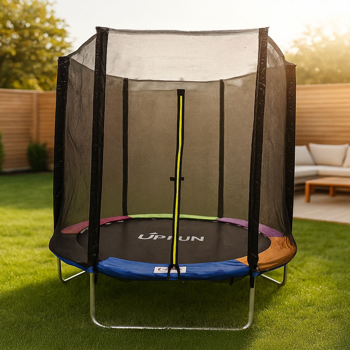 GENERICO - Cama Elástica 2,44 Mts Colores UpFun Malla Seguridad y Escalera 8ft