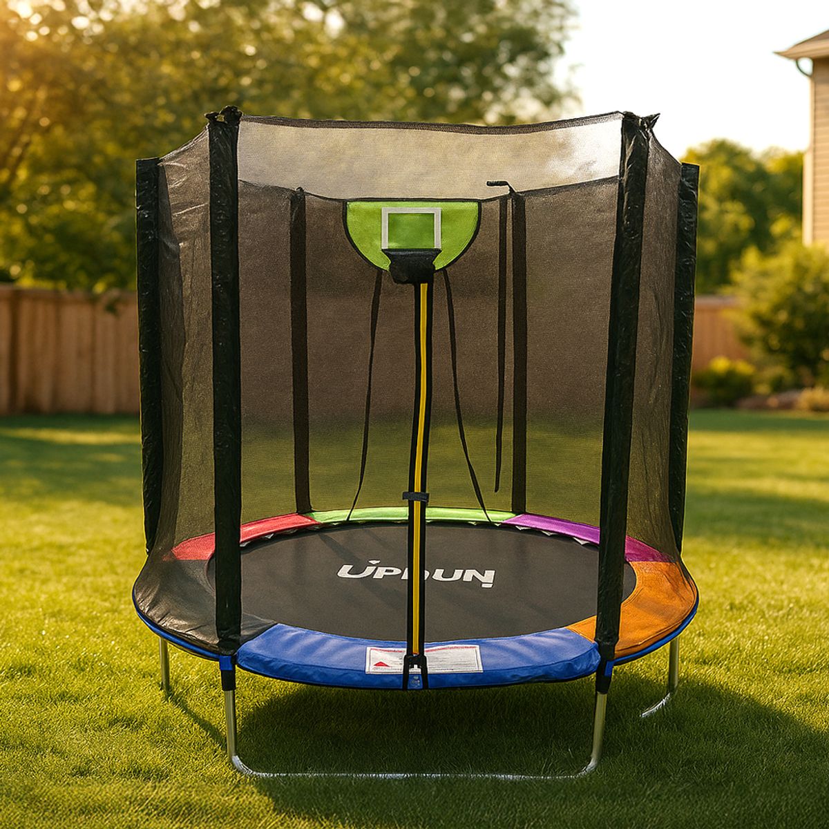 GENERICO - Cama Elástica 3,05 Mts Colores UpFun Malla Seguridad y Escalera (Gratis Aro Basquetbol) 10ft
