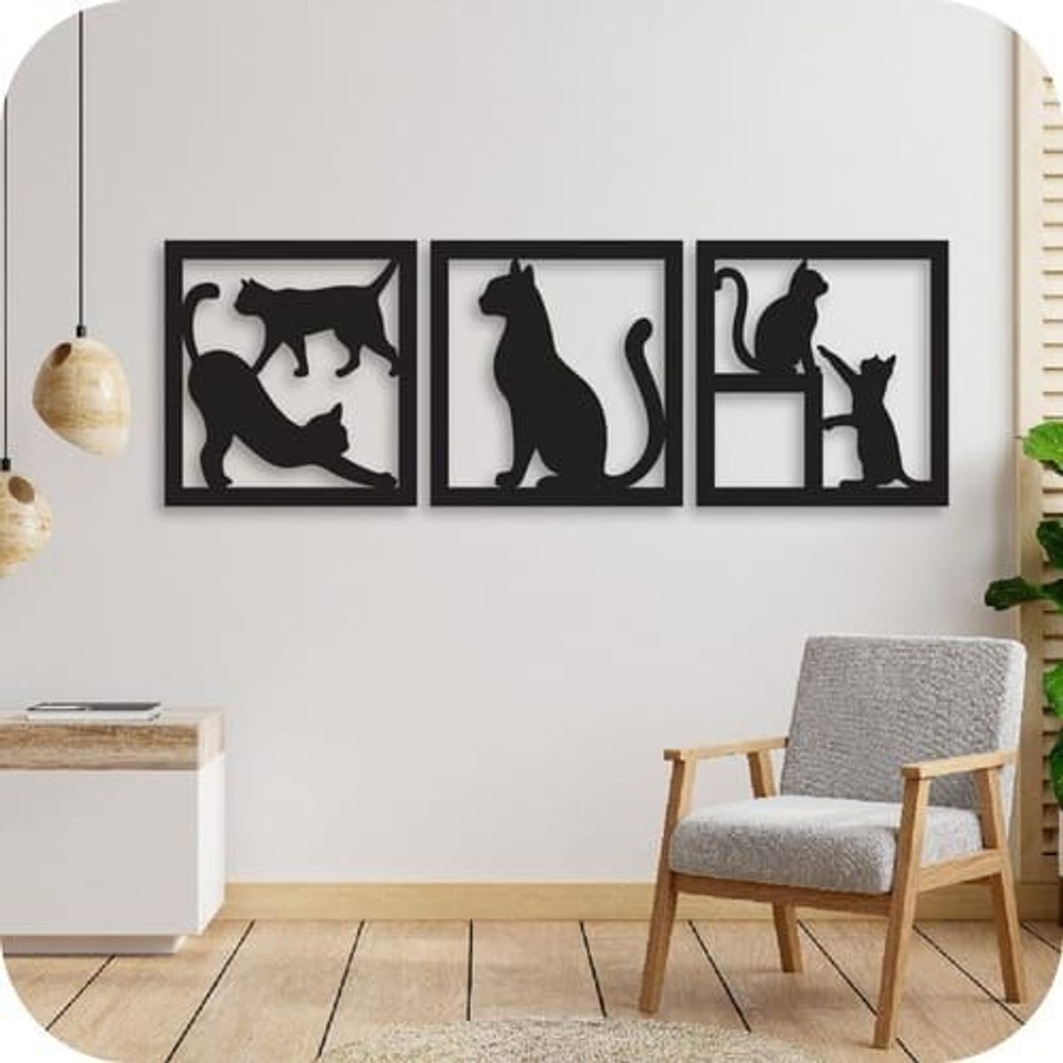 LOS REGALONES - Cuadro Decorativo Artesanal  Gato Amistoso