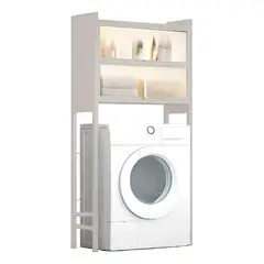 EVERSO - Organizador Estante De Lavadora Baño Metalico Rack 3 Niveles Blanco