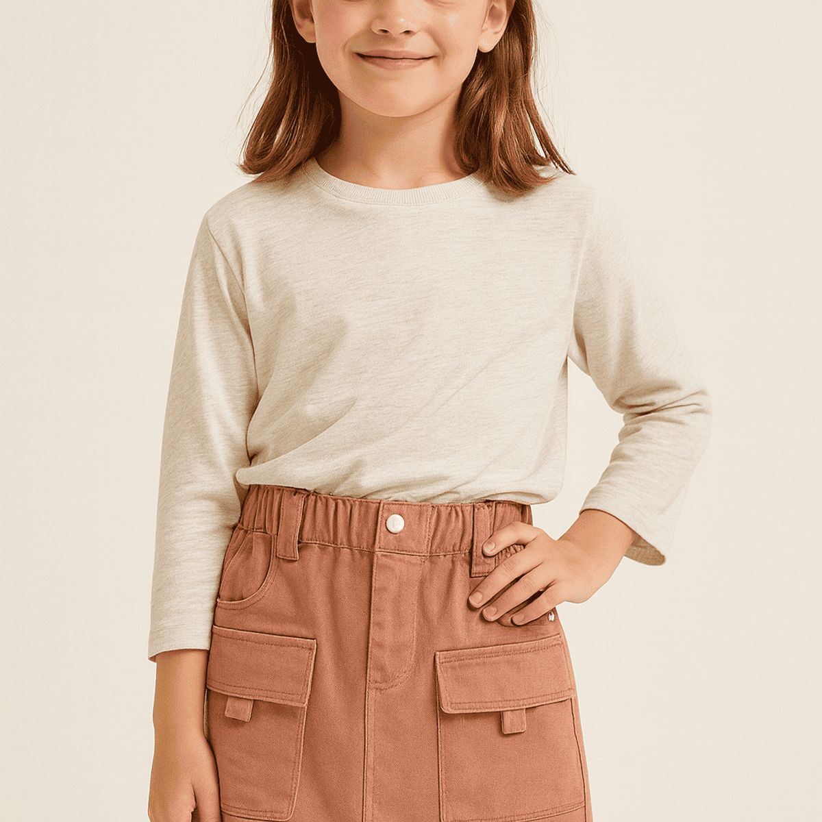 KIBOU - Falda Cargo Niña Con Bolsillos Moda Infantil 2025