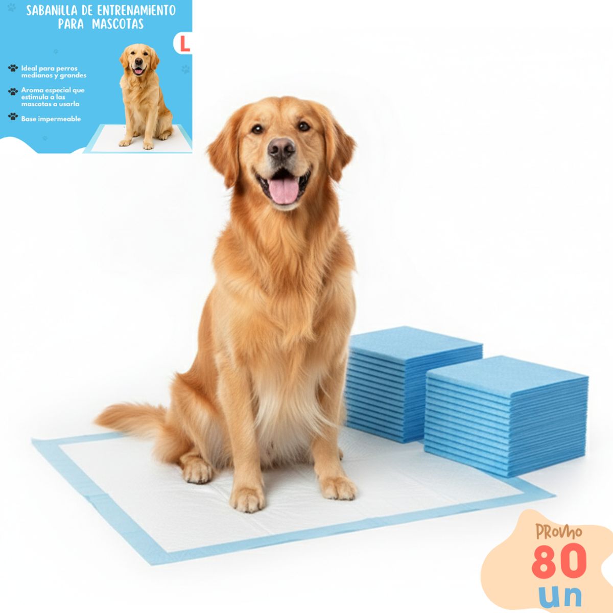 GENERICO - 80 Pañales Sabanillas Entrenamiento Absorbentes Mascota Perros y Gatos 60x90 cm