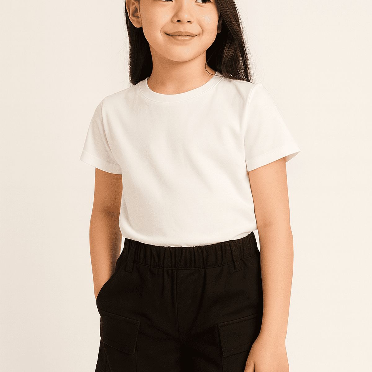 KIBOU - Short Cargo Niña Algodón Bolsillos Laterales
