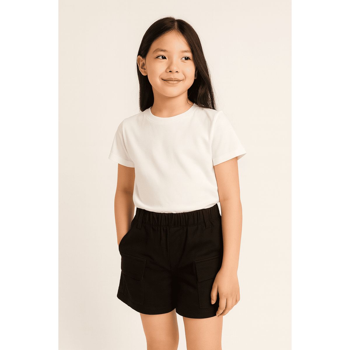 KIBOU - Short Cargo Niña Algodón Bolsillos Laterales