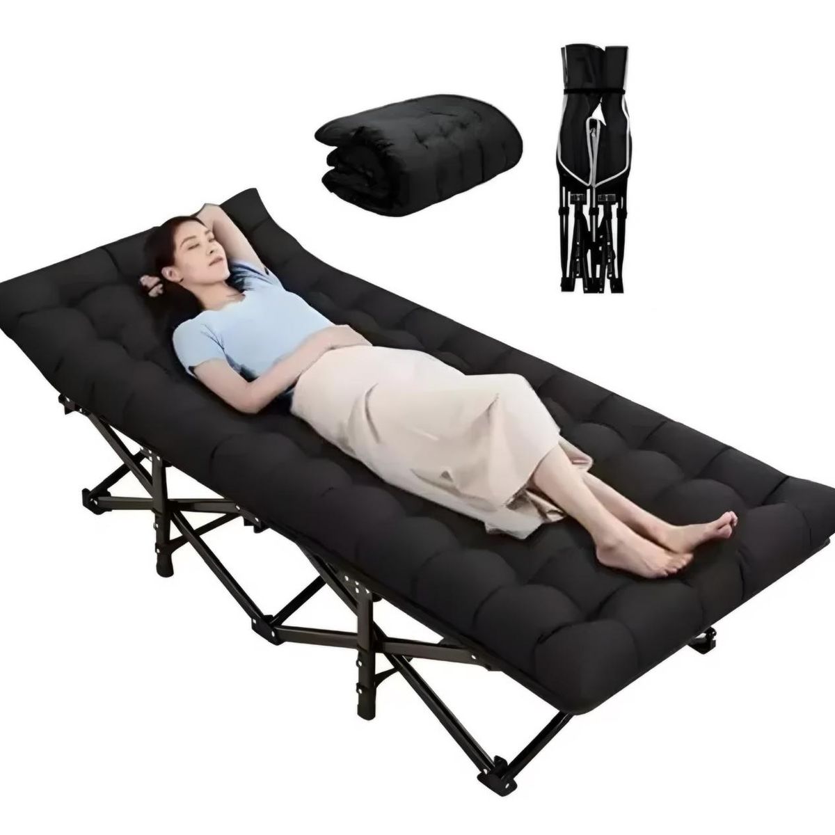 ACTUAL - Cama Plegable Reclinable con Colchón Grueso y Desmontable 190x67x37