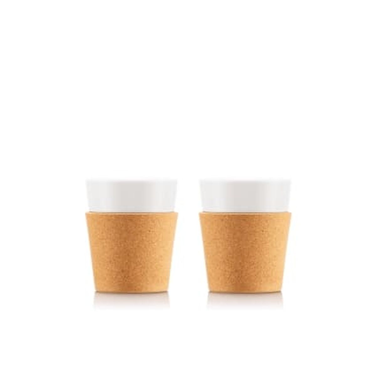 BODUM - Set de 2 vasos Bodum de Porcelana 170 ml con Banda de Corcho Antideslizante