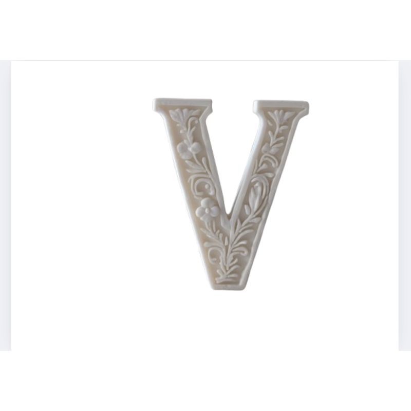 GENERICO - Figura decorativa Letra V de pie en estilo floral