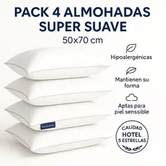SPACE HOME - 4 pack Almohada Premiun Down Alternative Fiber 50x70