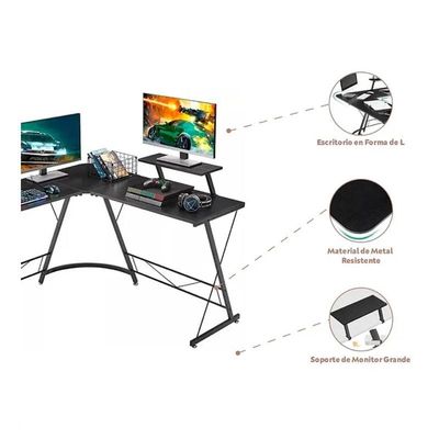 Imagen 2 del producto Escritorio Gamer en L con Soporte de Monitor y Estructura Metálica