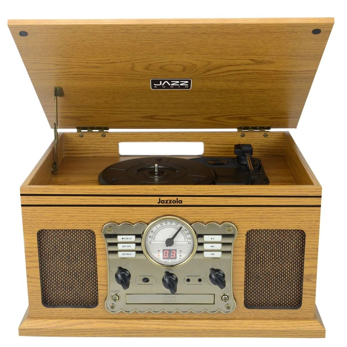 JAZZ DRUM - Tornamesa Retro 7 en 1 Jazz Audio Jazzola CD y Cassette