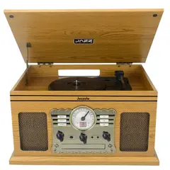 JAZZ DRUM - Tornamesa Retro 7 en 1 Jazz Audio Jazzola CD y Cassette