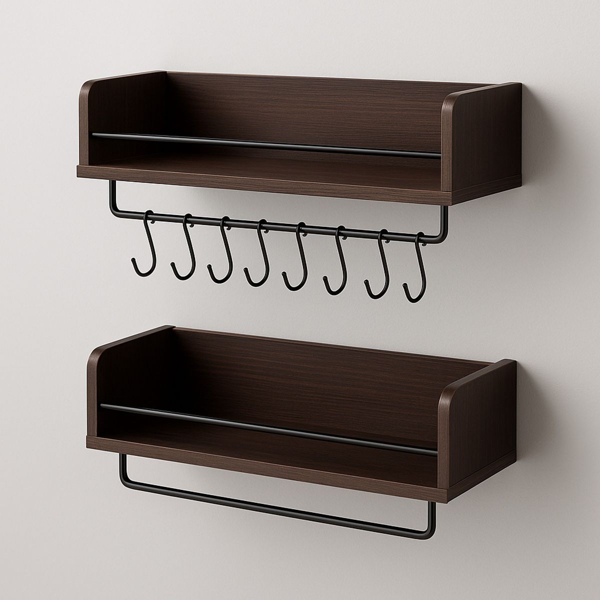 SPACE HOME - Colgador de llave organizador 2 estantes madera