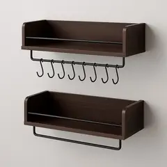 SPACE HOME - Colgador de llave organizador 2 estantes madera