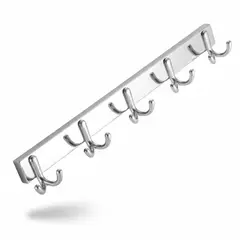 GENERICO - Perchero De Pared Acero Inoxidable 5 Ganchos Doble Multiuso