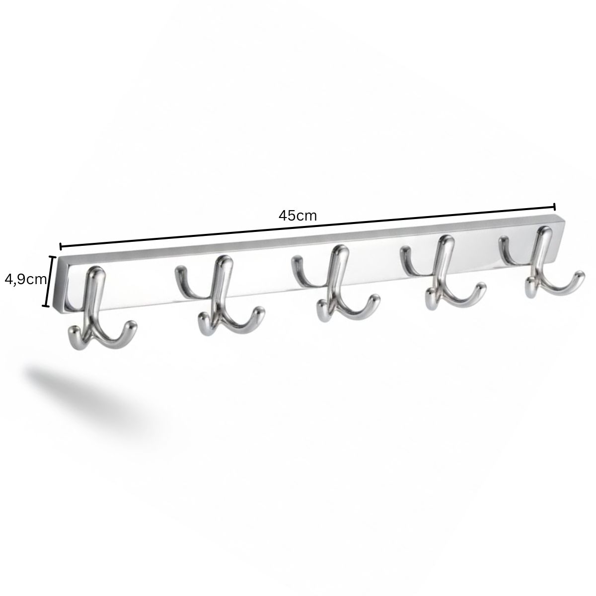 GENERICO - Perchero De Pared Acero Inoxidable 5 Ganchos Doble Multiuso