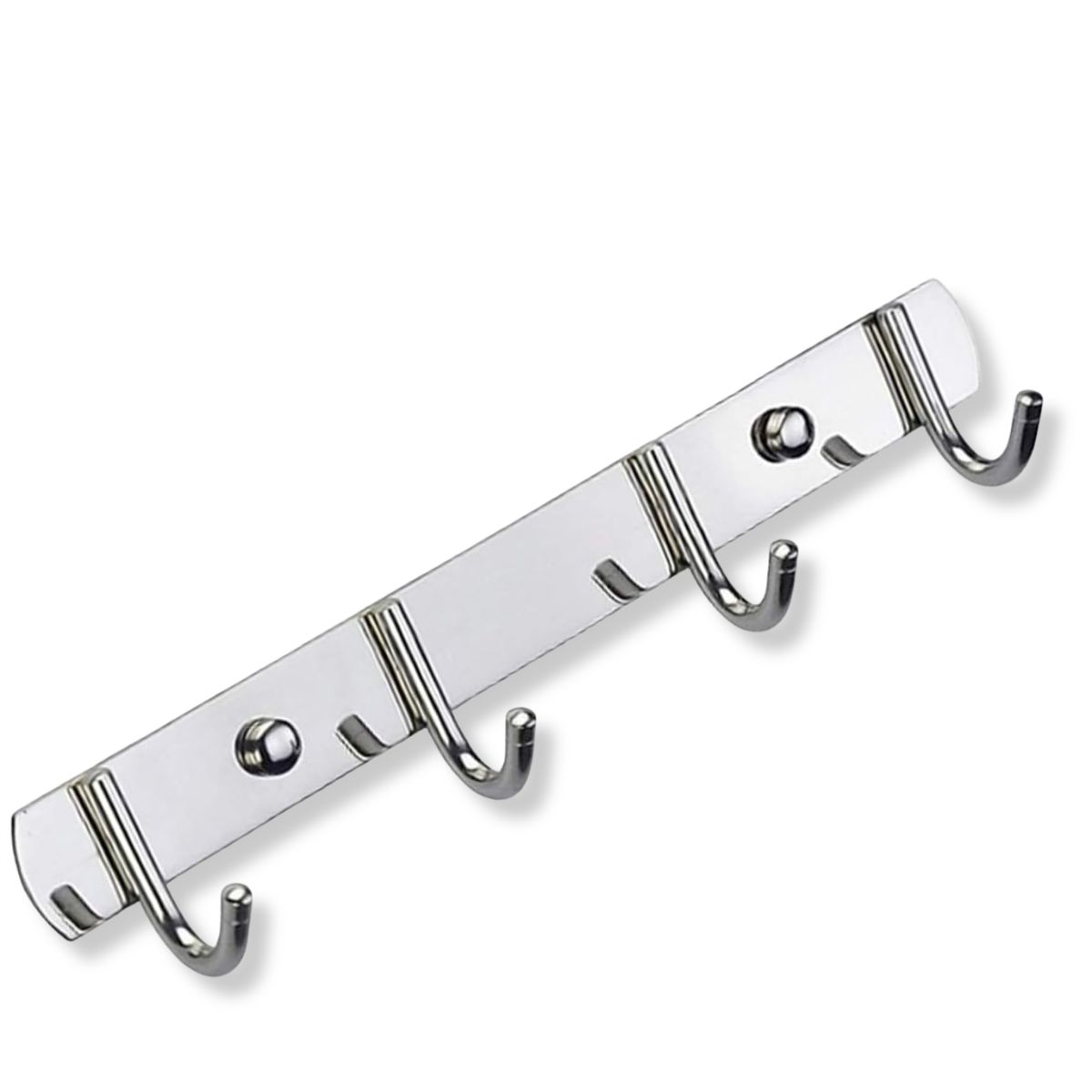 GENERICO - Perchero Pared Acero Inoxidable Plateado 4 Ganchos Multiuso