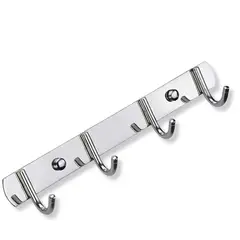 GENERICO - Perchero Pared Acero Inoxidable Plateado 4 Ganchos Multiuso