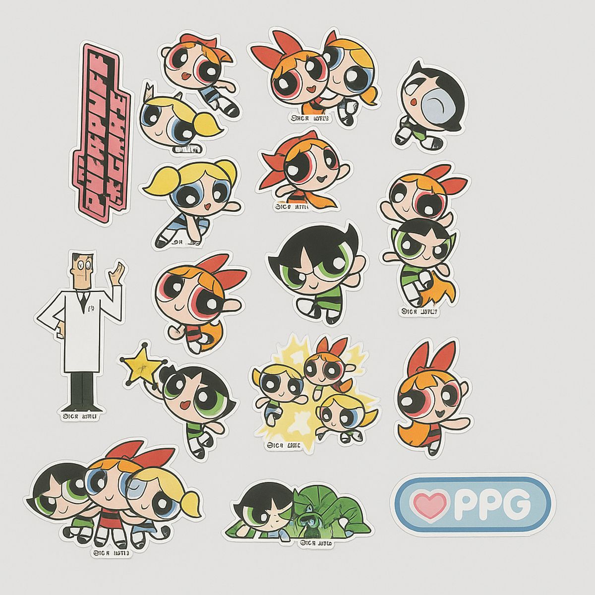 KIRAMA CLOTHING STORE - Lámina decorativa Powerpuff Girls estilo animado x 10 unidades al azar