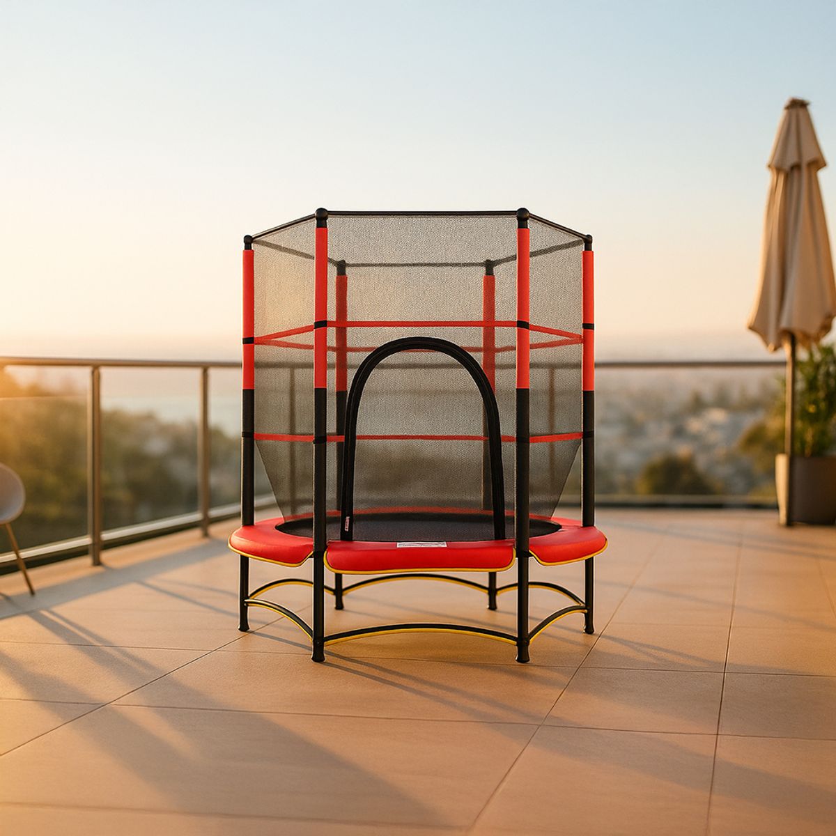 GENERICO - Cama Elástica Roja UpFun 1,4 metros con Malla seguridad 4,5 ft