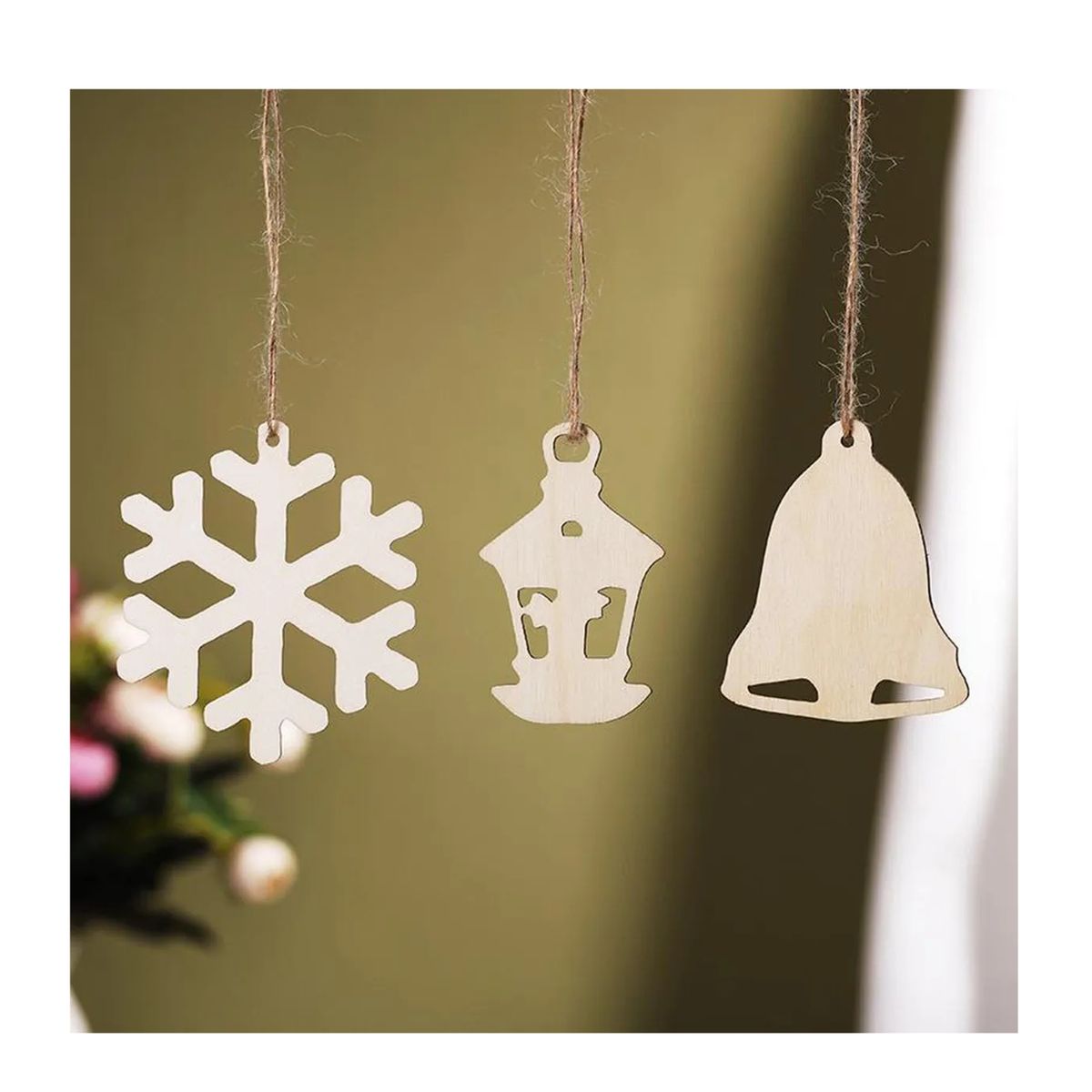 GENERICO - 50 Mini decoraciones colgantes de madera Navideñas