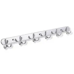 GENERICO - Perchero De Pared Acero Inoxidable 6 Ganchos Doble Multiuso