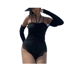 KIRAMA CLOTHING STORE - Body negro con encaje y escote halter