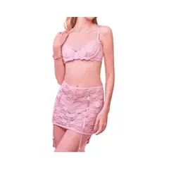 KIRAMA CLOTHING STORE - Lencería rosa con encaje y efecto tie-dye