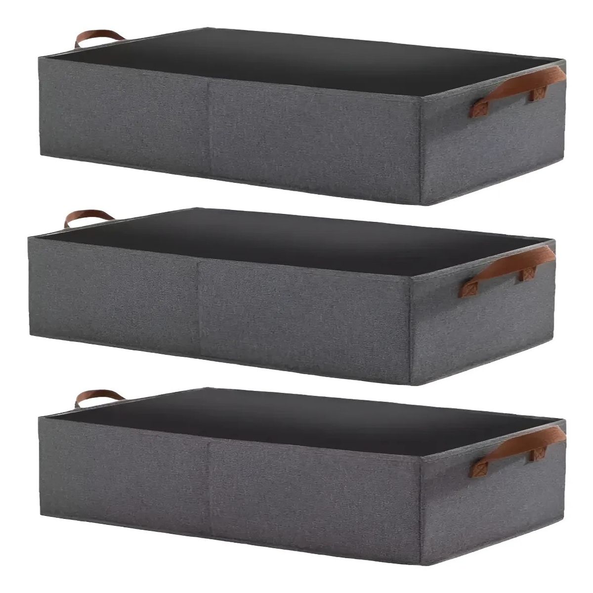 GENERICO - 3x Bolsas Organizador Ropa Caja Plegable Asa Almacenamiento Gris