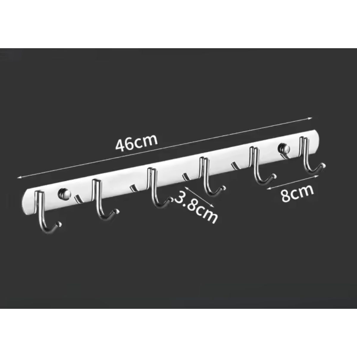 GENERICO - Perchero Pared Acero Inoxidable Plateado 6 Ganchos Multiuso