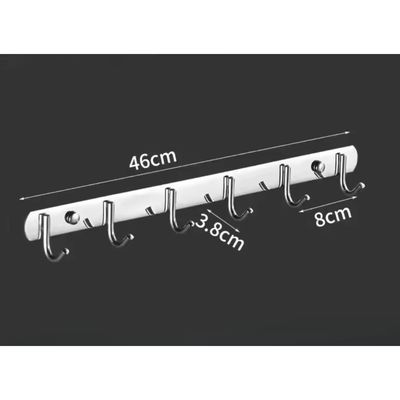 Imagen 2 del producto Perchero Pared Acero Inoxidable Plateado 6 Ganchos Multiuso