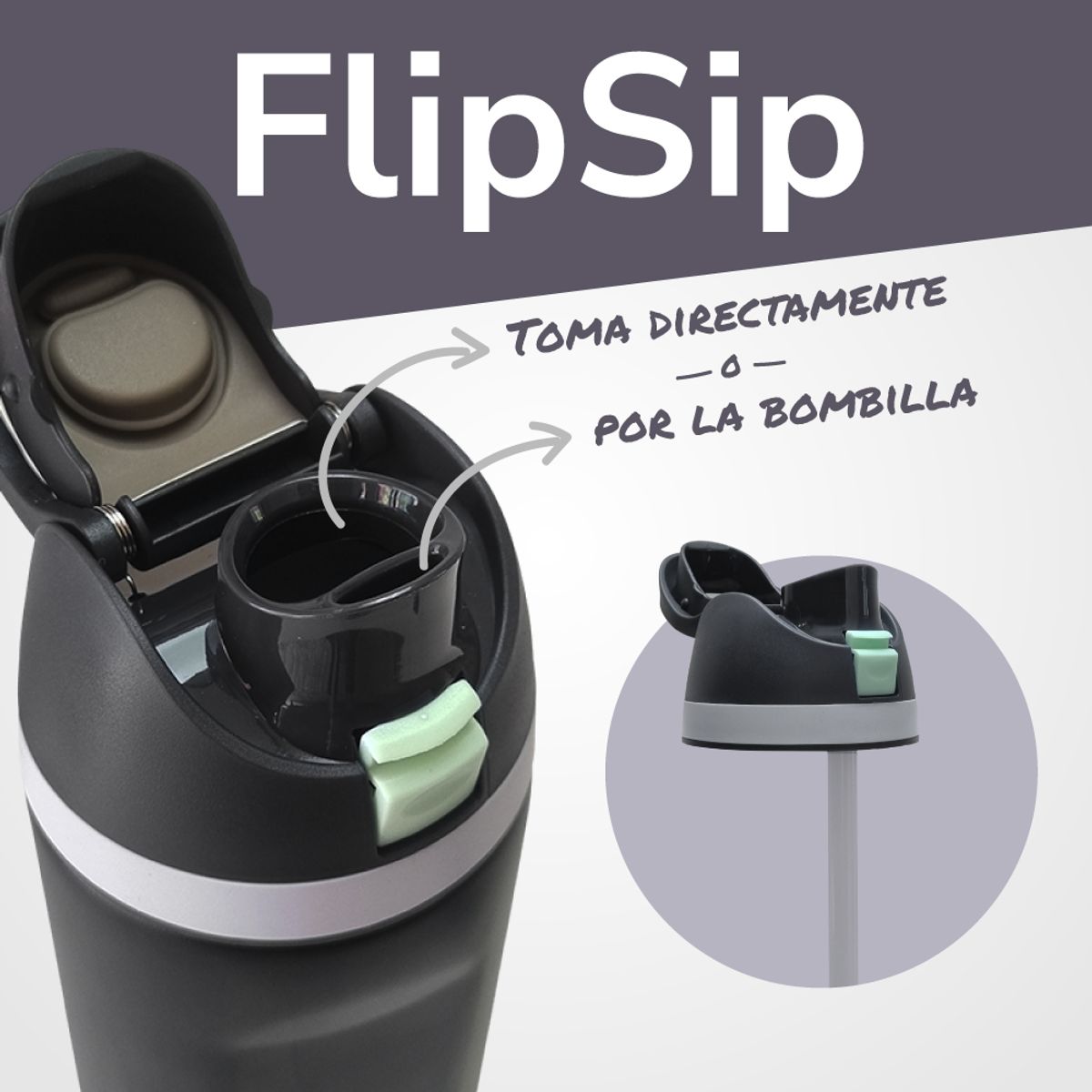 GENERICO - Termo 1L Botella Termica Temper Agua Acero Inox AzulLila