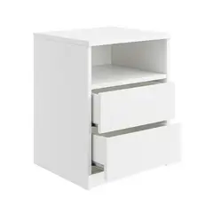DECORACION CREATIVA - Velador 2 Cajones 1 repisa Blanca premium
