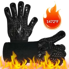 SLOWTON - 800°c Guantes Alta Temperatura Cocina Hornos Asado Parrilla