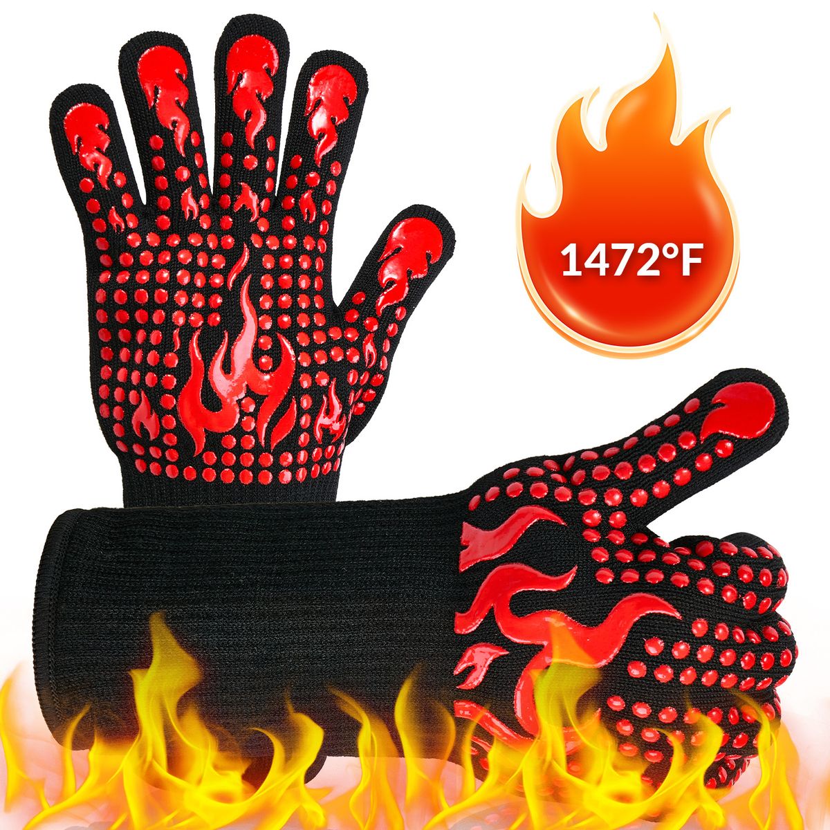 SLOWTON - 800°c Guantes Alta Temperatura Cocina Hornos Asado Parrilla