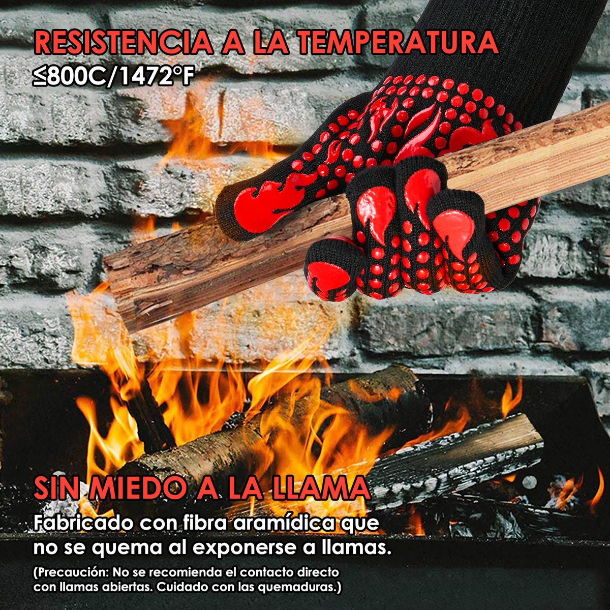 SLOWTON - 800°c Guantes Alta Temperatura Cocina Hornos Asado Parrilla