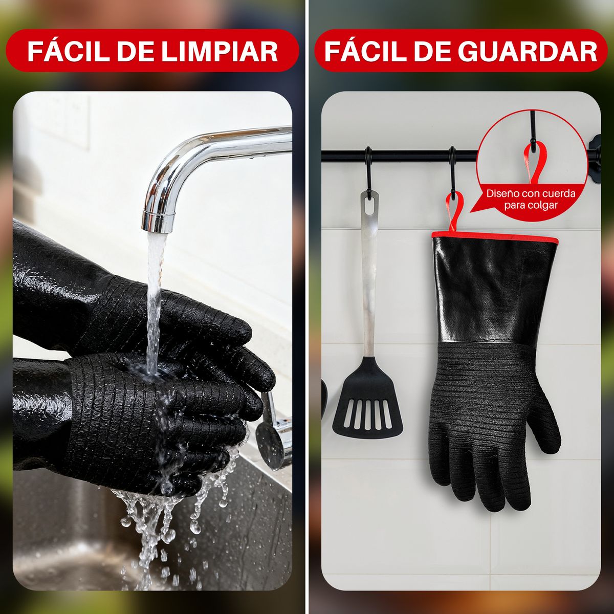 SLOWTON - 500°c Guantes Alta Temperatura Hornear Para Horno Cocina