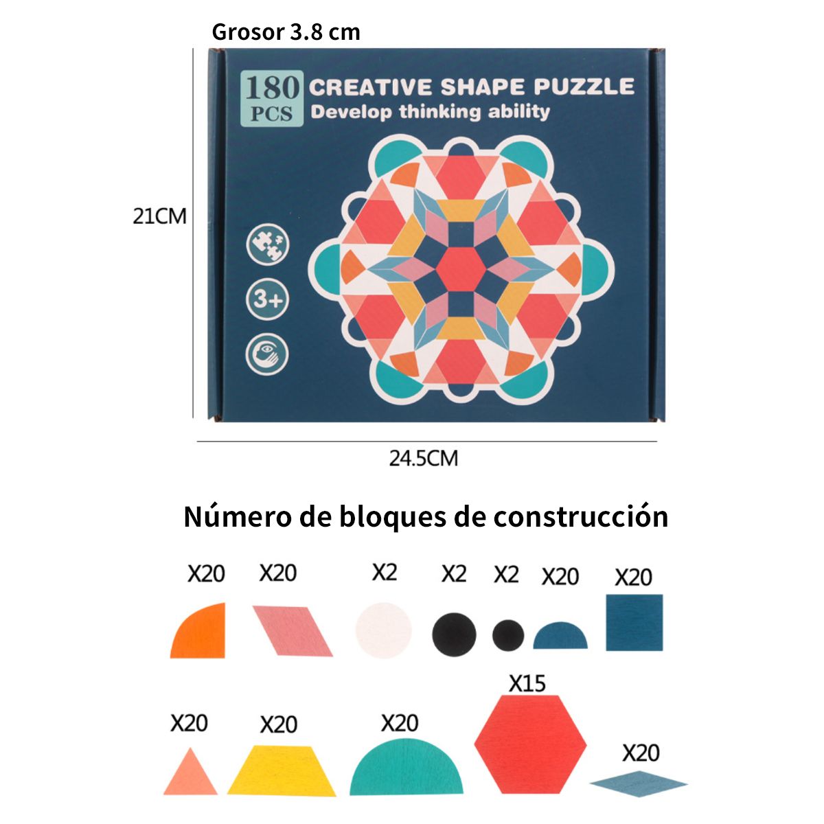 ATURE - Rompecabezas Geométrico 180 Piezas, Juguete Educativo Niños