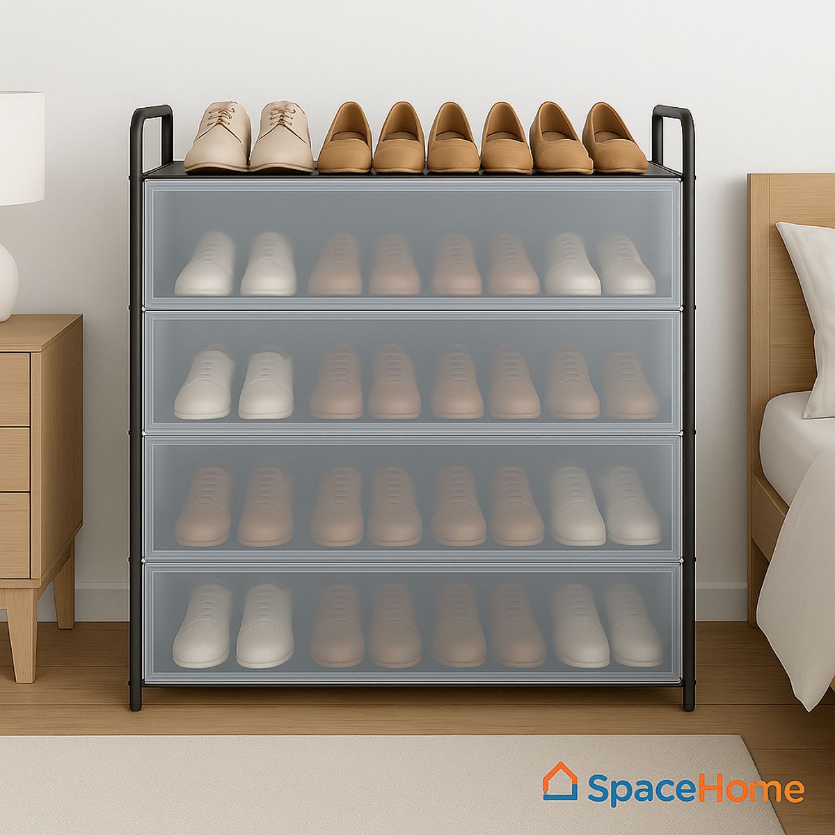 SPACE HOME - Organizador de zapatos 22 Pares Antipolvo con cubierta premiun