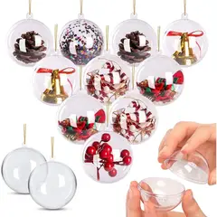 KUANGYE - Pack 12 Esferas Acrílico Para Rellenar Y Decorar Navidad 8cm