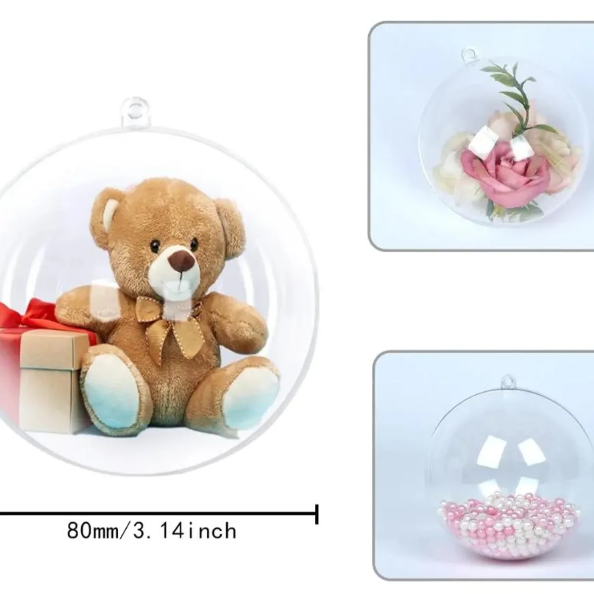 KUANGYE - Pack 12 Esferas Acrílico Para Rellenar Y Decorar Navidad 8cm