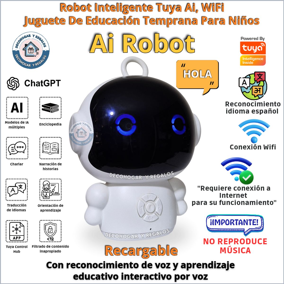 GENERICO - Robot Juguete Inteligente Con IA Tuya Ai WiFi Educación Temprana Niños
