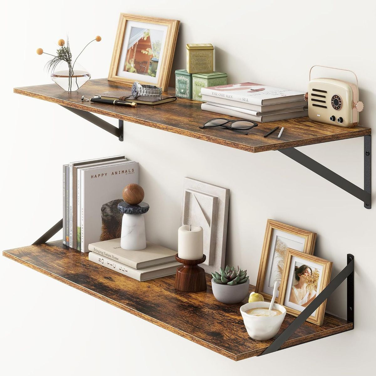 GENERICO - Set 2x Estante Organizador Repisas Flotantes Pared-Marrón