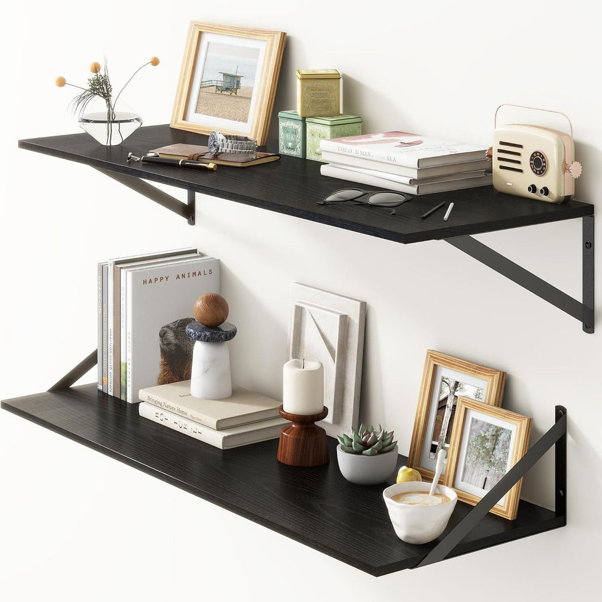 GENERICO - Set 2x Estante Organizador Repisas Flotantes Pared-Negro