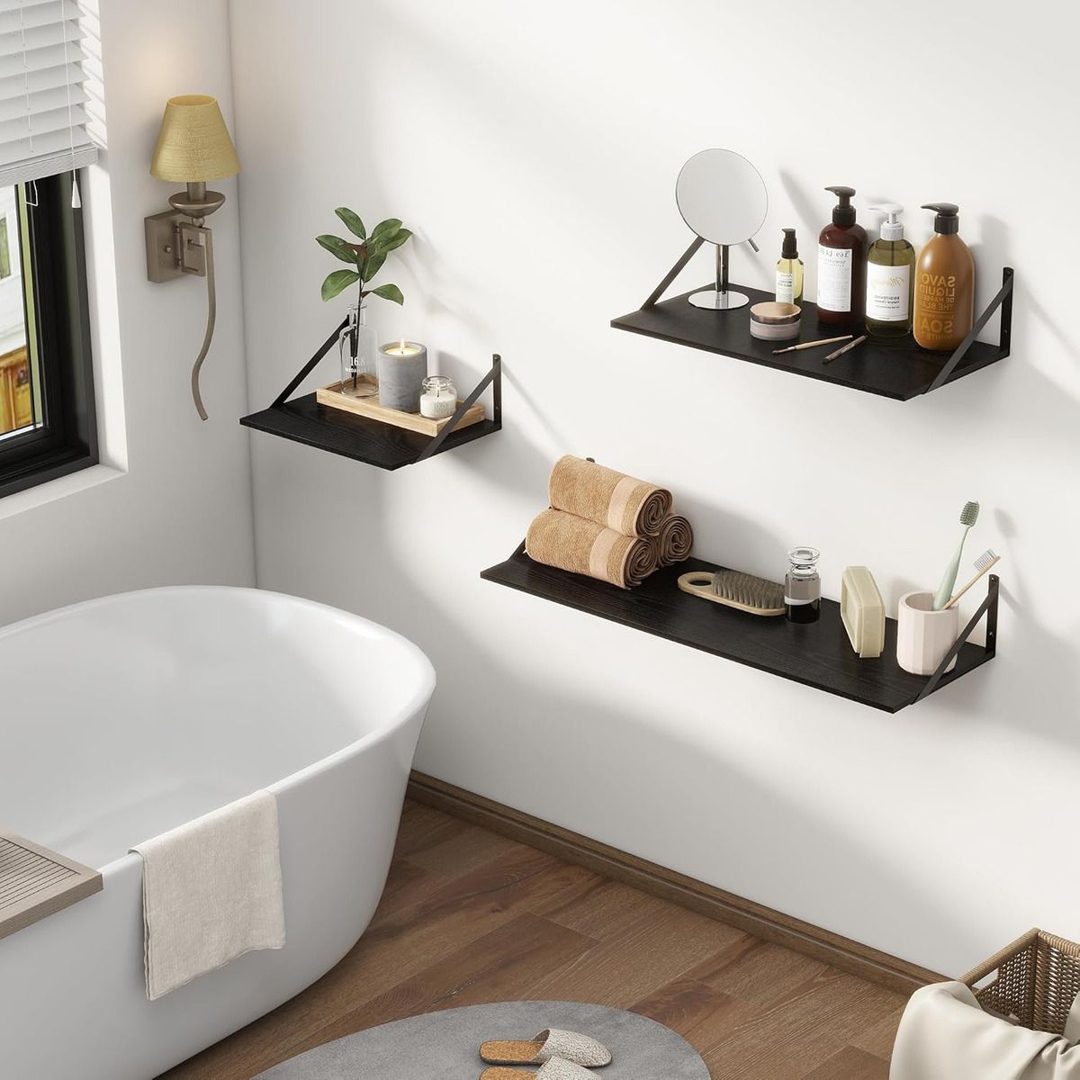 GENERICO - Set 2x Estante Organizador Repisas Flotantes Pared-Negro