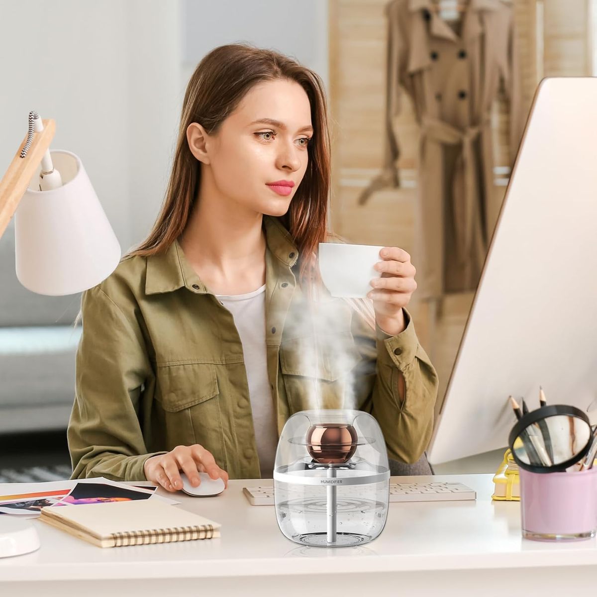 PUREPOWER - Humidificador 3L USB Portátil para Dormitorio con Niebla Fría Luz Nocturna y Silencioso