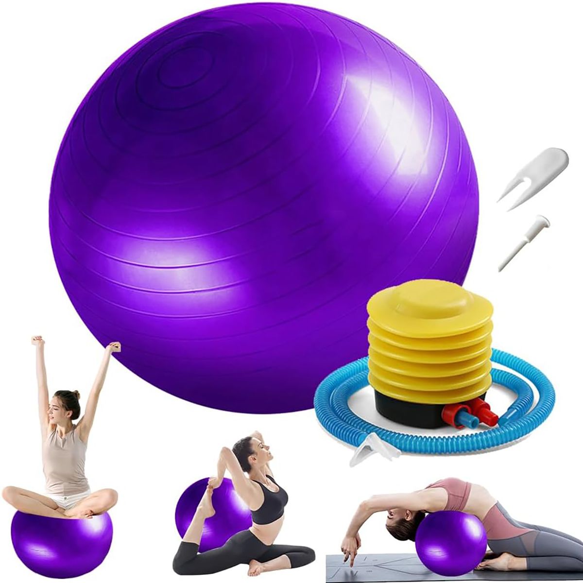 GENERICO - 65cm Pelota Fitness Para Yoga Y Pilates Antideslizante-Violeta