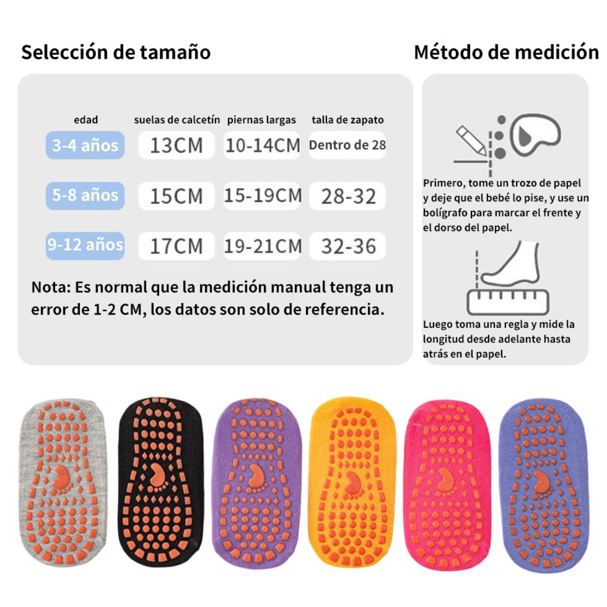 ATURE - Calcetines Antideslizantes Para Bebés 3-12años 6 Pares