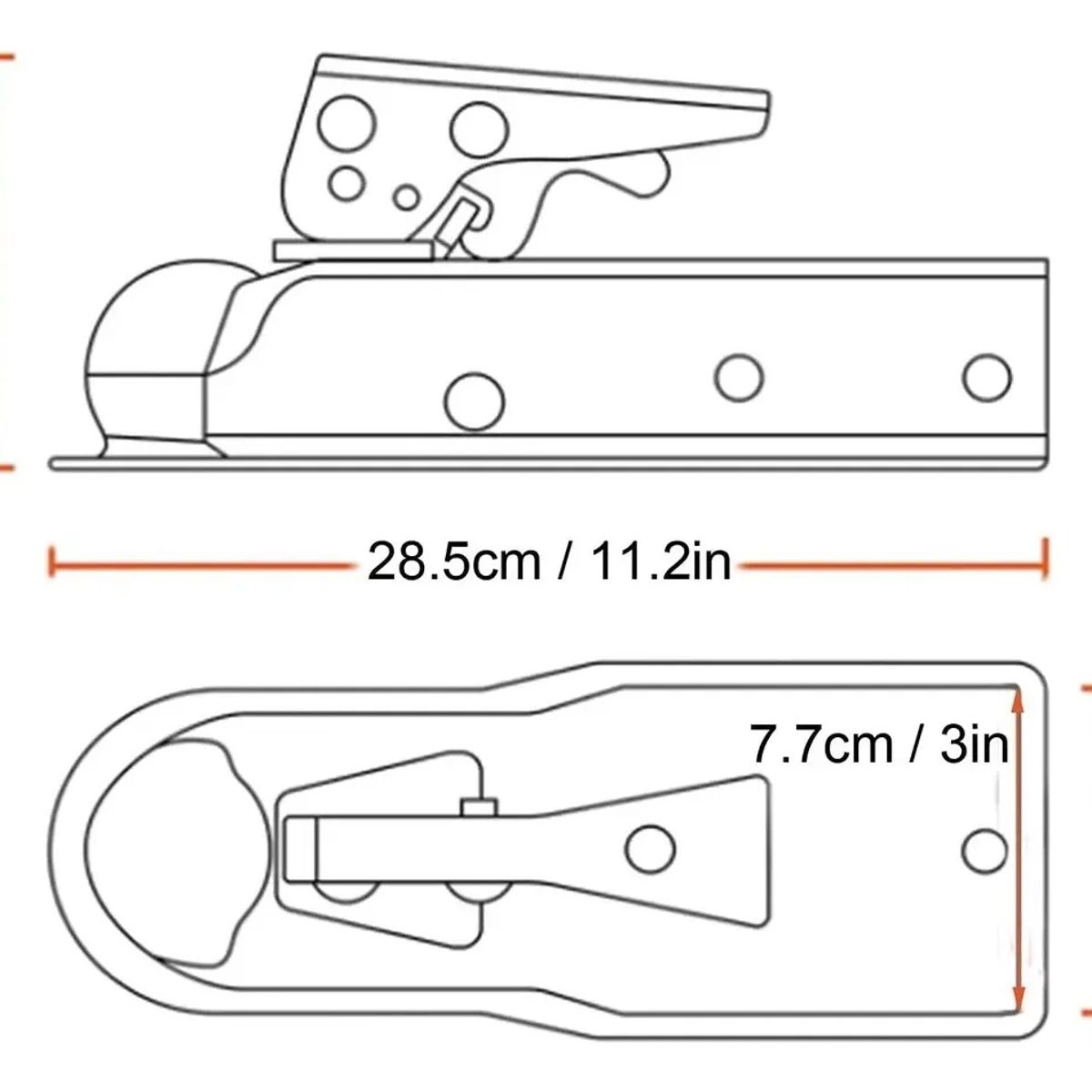 KUANGYE - Acoplador de Remolque de lengüeta Recta para Canal de 3 Pulgadas, Bola de Enganche de 1-7/8 Pulgadas