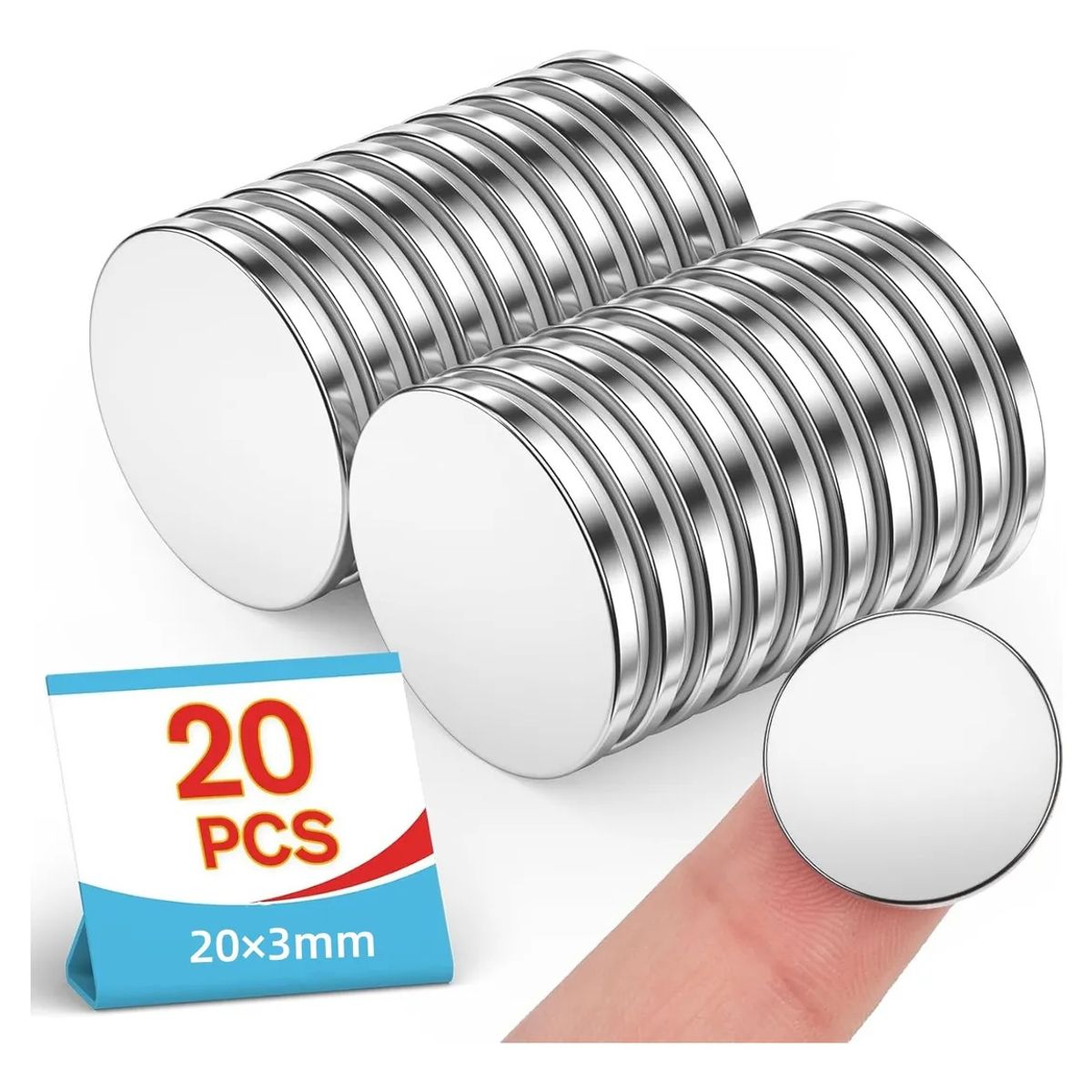 KUANGYE - 20Pcs Imanes Neodimio 20X3 Mmimanes redondos pequeños para neverapara neverapizarrónherramientas