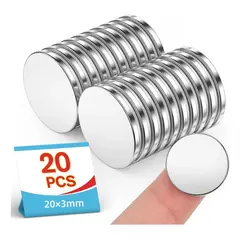 KUANGYE - 20Pcs Imanes Neodimio 20X3 Mmimanes redondos pequeños para neverapara neverapizarrónherramientas